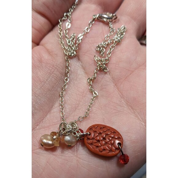 Nature Inspired Pink And Red Cluster Charm Pendant Necklace - Picture 5 of 6